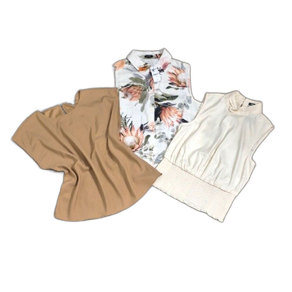 Express Top Bundle XS 3pc Sleeveless Blouse Neutral Floral Work Casual NWT